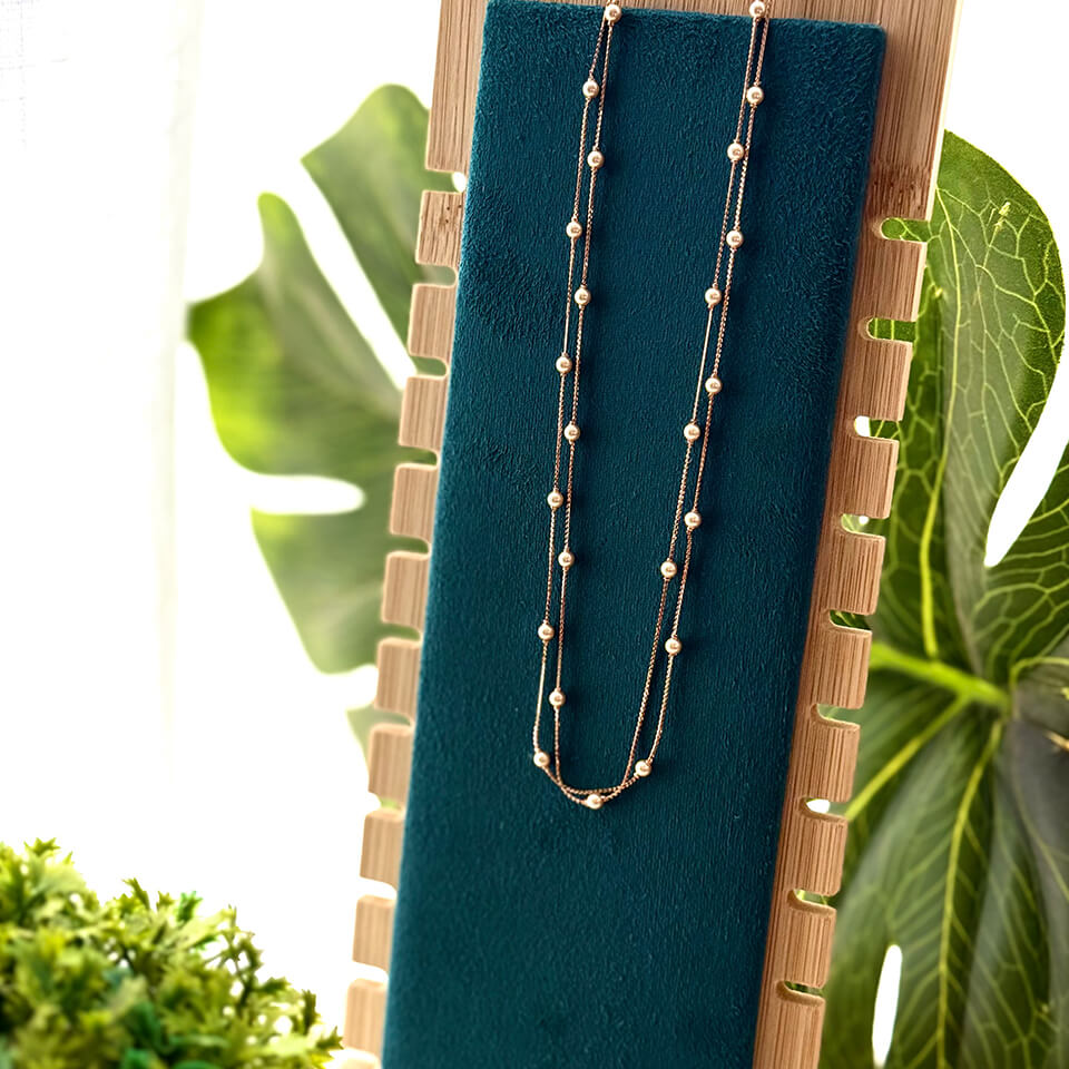 18kt Gold Pearl Double Line Chain - Everyday Elegance