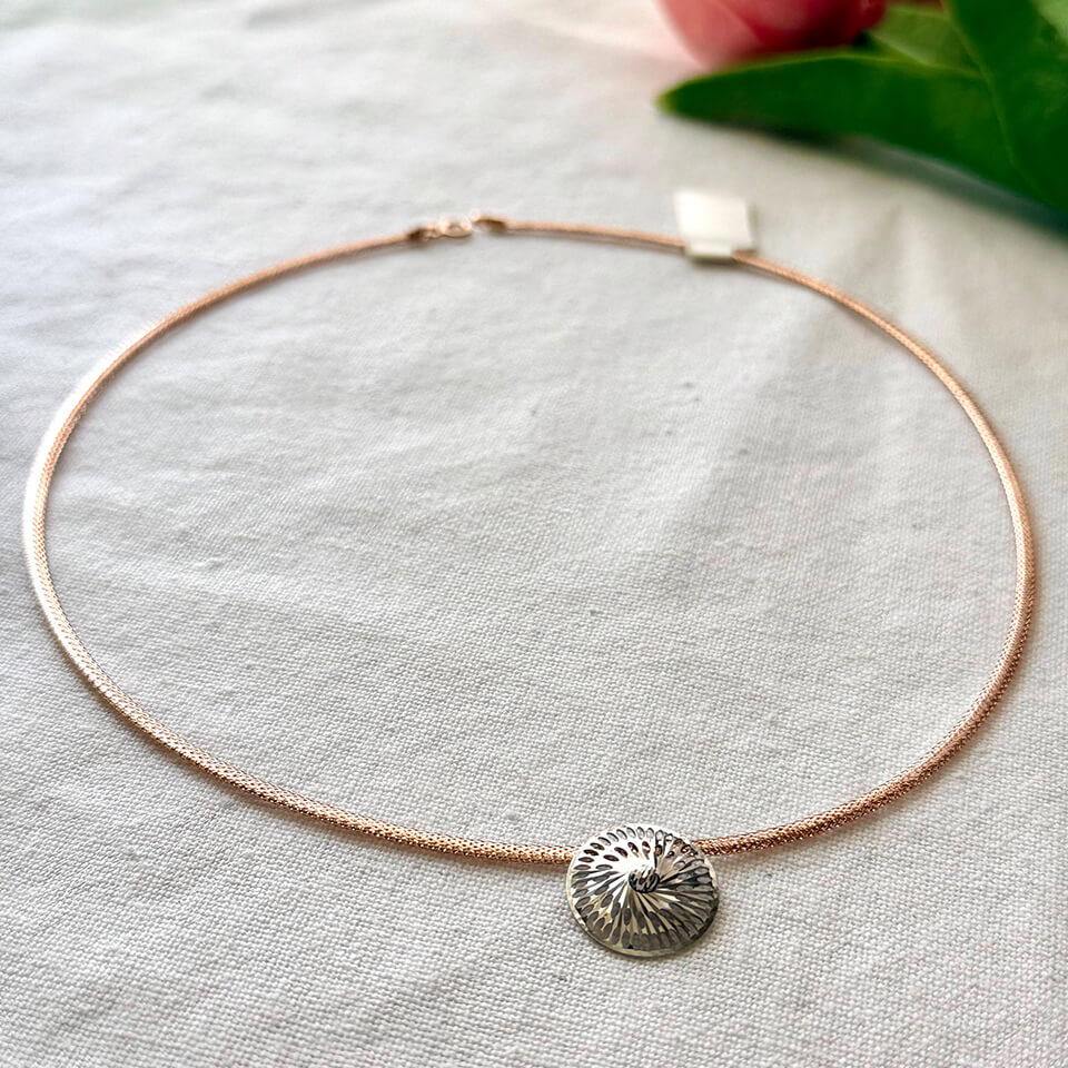 Pink Gold Italian Necklace – Big Circle