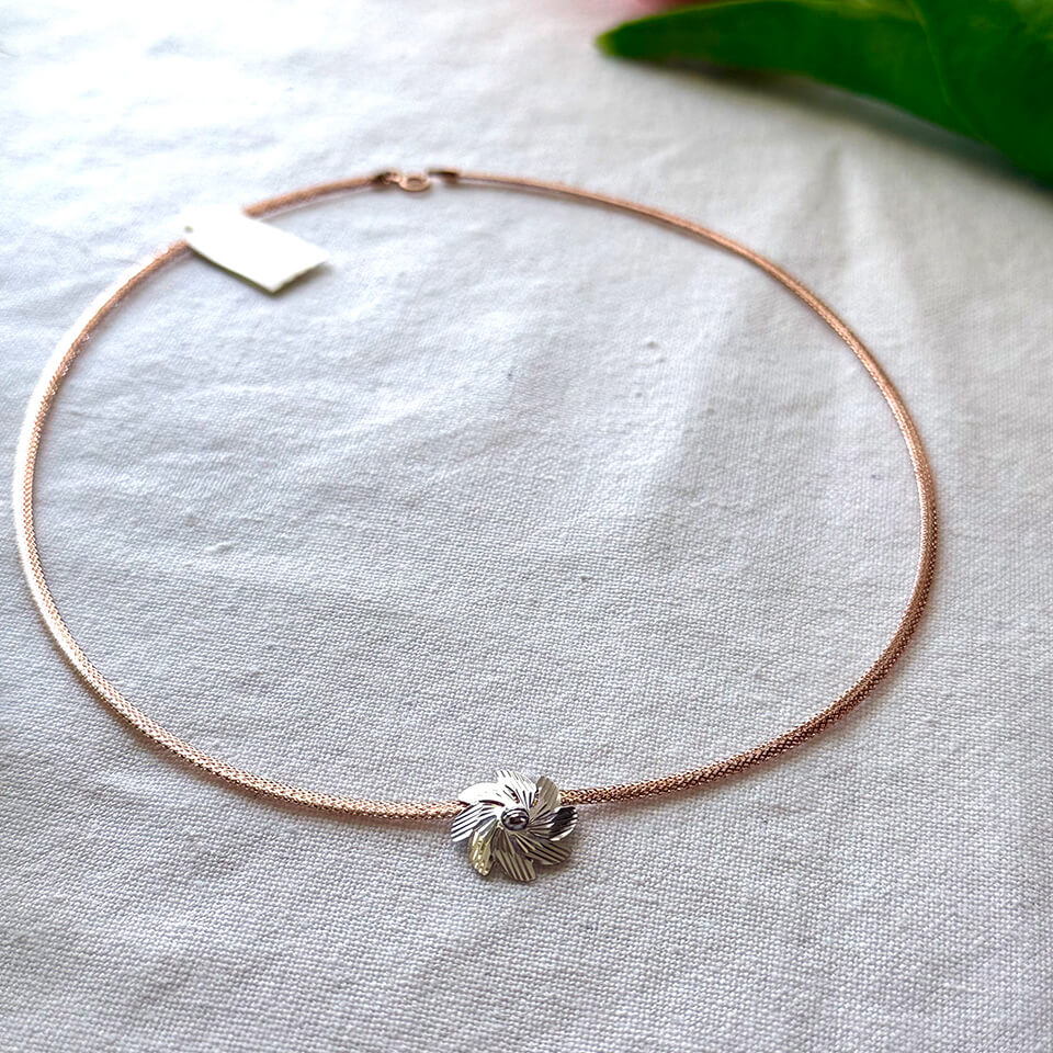 Pink Gold Italian Necklace – Flower 1
