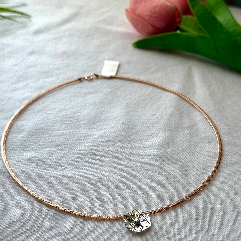 Pink Gold Italian Necklace – Flower 2