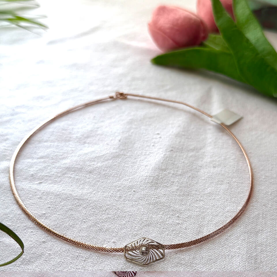 Pink Gold Italian Necklace – Hexagon