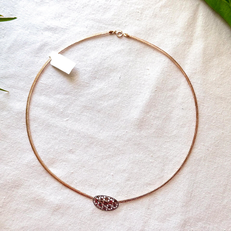 Pink Gold Italian Necklace – Oval