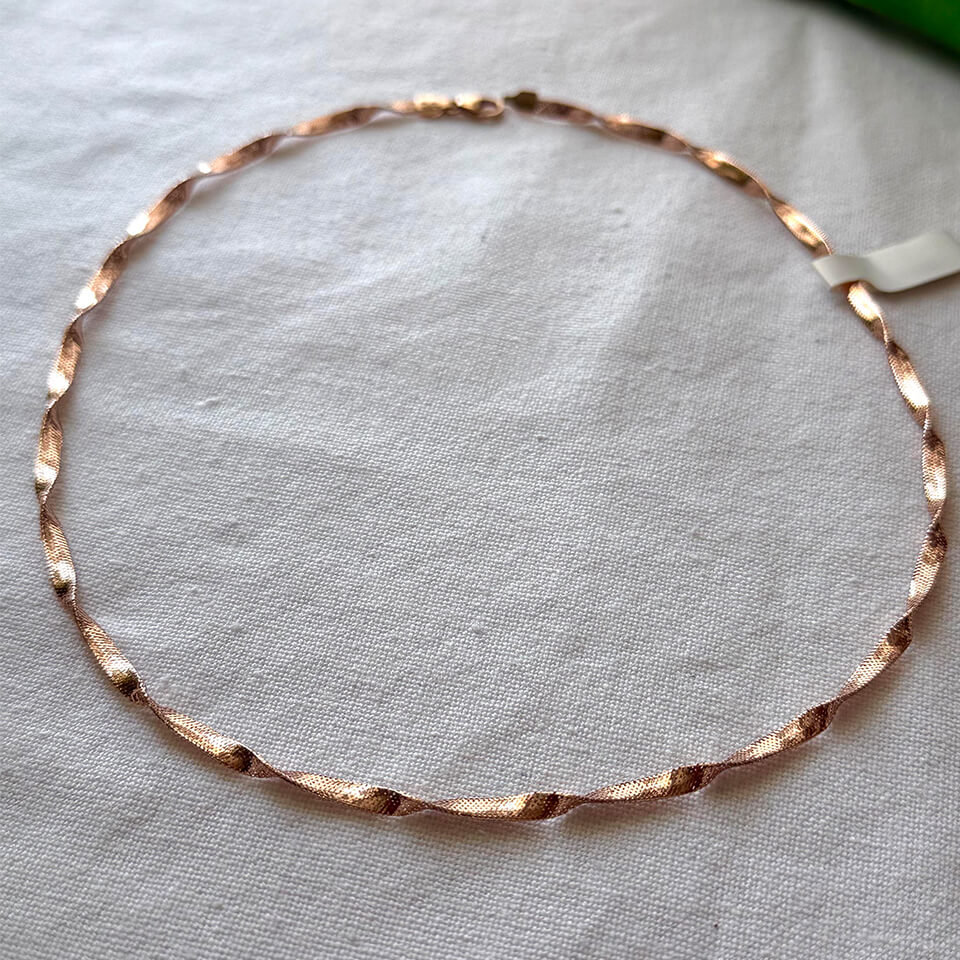 Pink Gold Italian Necklace – Twisted Plain