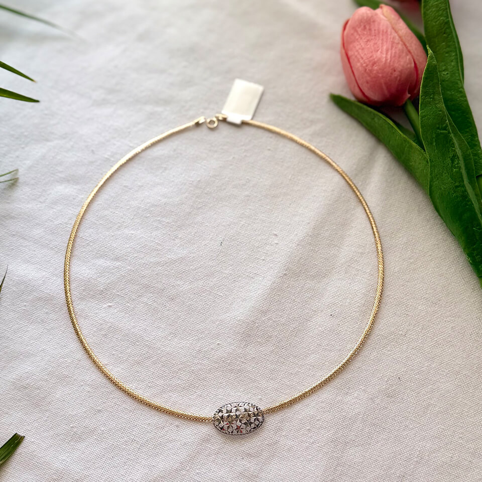 Yellow Gold Italian Necklace - Oval